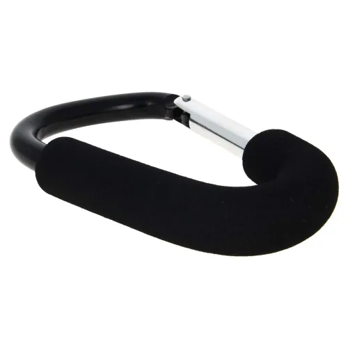 Vista 2 de MroMax 3 ganchos para cochecito, clip de mosquetón de 5.5 pulgadas, gancho de viaje negro más fácil, gancho para correa de cochecito de perro