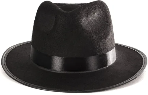 Vista 4 de Funny Party Hats - Sombreros negros de Gangster - Sombreros negros tipo Fedora - Sombreros de disfraz - Accesorios de disfraz