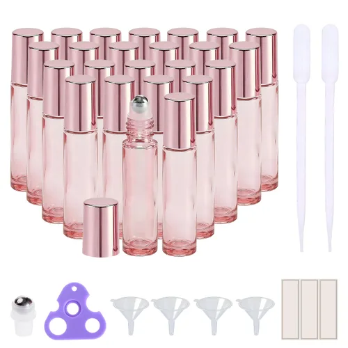 Vista 12 de PrettyCare 6 piezas, botellas roll-on de 10 ml para aceites esenciales con bola de rodillo de acero inoxidable - Botellas rellenables a prueba