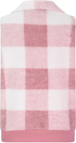 Vista 4 de Chaleco de forro polar a cuadros para mujer, casual, mullido, sin mangas, mullido, con cremallera, chaqueta cálida