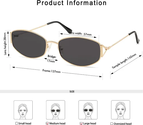 Vista 4 de Gafas de sol ovaladas retro para mujeres y hombres Hexagonal Rectángulo Metal Marco Gafas de sol AP3625