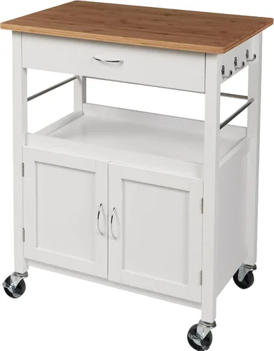 Vista 9 de eHemco - Isla para cocina, con cubierta de bambú con base negra o blanca, Rayón derivado del bambú, Negro Base Cajón, Gabinete de Almacenamiento