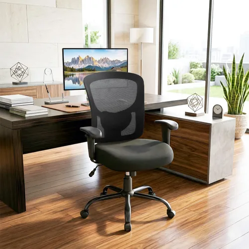 Vista 2 de Big and Tall Office Desk Chair Heavy Duty Ergonomic Mesh Desk Chair, Swivel Executive Computer Chairs for Home Office, Adjustable Lumbar Support &