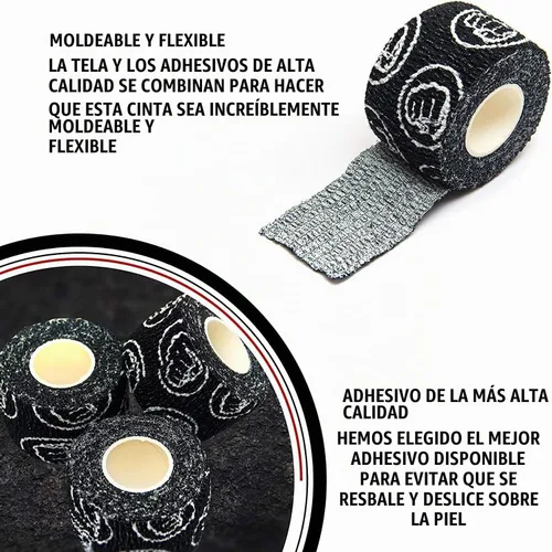 Vista 3 de WOD Nation Flexible Hook-Grip Athletic Tape – Easy-Tear, Sweat-Proof Thumb & Finger Strips for Weightlifting Negro