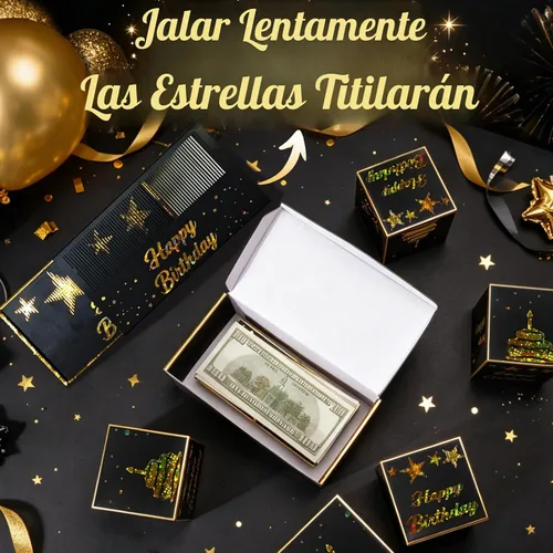 Vista 2 de BABORUI Caja de dinero de cumpleaños para efectivo, caja de explosión sorpresa de feliz cumpleaños con confeti, caja de regalo explosiva