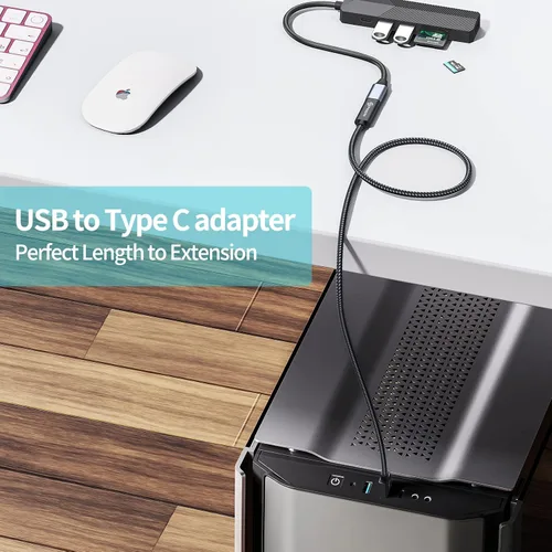 Vista 4 de PHIXERO [10Gbps] Adaptador USB C hembra a USB macho 3.1 Gen 2 (1 pie), adaptador USB A a USB C de carga rápida de 3A con transferencia de datos