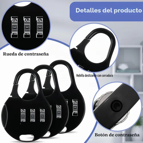 Vista 3 de Moxweyeni Paquete de 10 candados combinados para equipaje, estilo lindo Negro