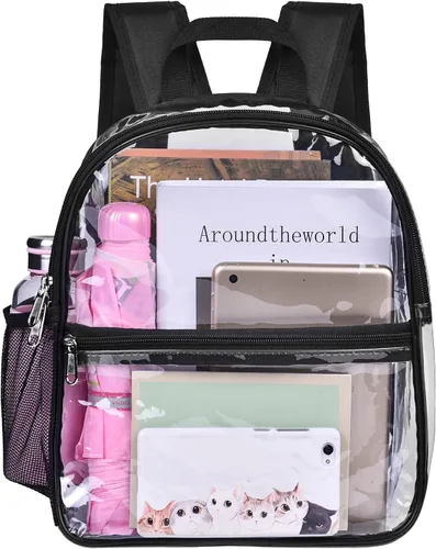 Vista 11 de USPECLARE Clear Backpack for Stadium Approved 12×6×12, Water proof Clear Bag for Stadium Events and Concert Work Sport EventBlack