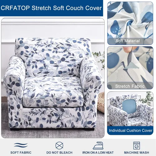 Vista 2 de CRFATOP Fundas para sillas suaves de 2 piezas para perros, fundas elásticas para sillón de 1 plaza, fundas de muebles de sofá lavables con 1 funda