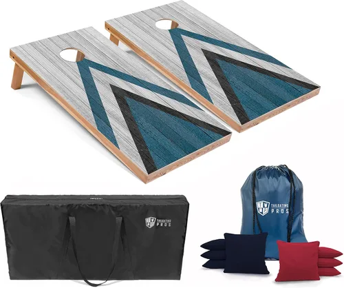Vista 9 de Tailgating Pros Tablas de Cornhole livianas – Juego de cornhole de 4 x 2 pies con diseño moderno de madera con funda de transporte y juego de 8