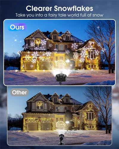 Vista 6 de Proyector de copo de nieve de Navidad con luces HD para exteriores, luces LED de doble cabeza con control remoto, IP65 impermeable, para Halloween