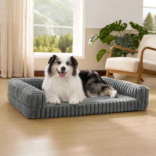 Vista 30 de Bedsure - Cama ortopédica para perros pequeños, cama impermeable de espuma viscoelástica con lados, sofá de espuma de nido de abeja para perros