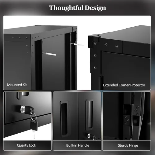 Vista 6 de VINGLI Armario de Pared para Garaje con Puertas con Cerradura y Estante Ajustable, Gabinete de Pared de Metal, Gabinete de Almacenamiento Superior