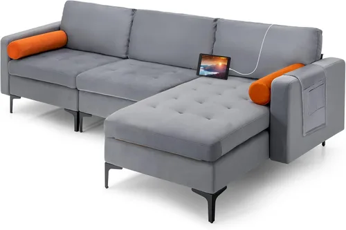 Vista 10 de Giantex Sofá individual, silla decorativa, sillón con cojín cómodo, bolsillos para revistas, sala de estar, silla de ocio tapizada para dormitorio