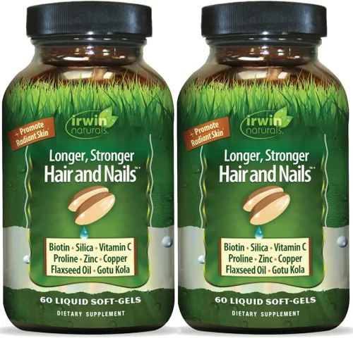 Vista 9 de Uñas saludables para piel y cabello Plus de Irwin Naturals, rico en nutrientes, proporciona brillo y fuerza, 60 cápsulas blandas líquidas