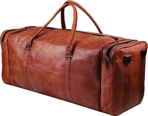 Vista 5 de Bolsas grandes de cuero para hombres de 30 pulgadas Una bolsa de viaje de cuero perfecta para hombres y mujeres Bolsa de cuero de gran