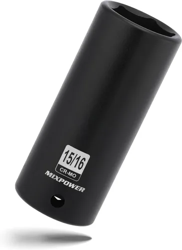 Vista 11 de Zócalo de impacto poco profundo de 1/2", CR-MO, 1-1/4", 6 puntos, diseño de esquina de radio, tuerca de eje de grado de impacto para fácil extracción