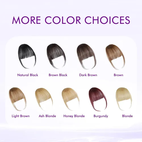 Vista 3 de 100% Real Human Hair Extensions Wispy 18# Hair Clip on bangs for women Fringe with Temples Hairpieces Faux Bangs for Daily Wear