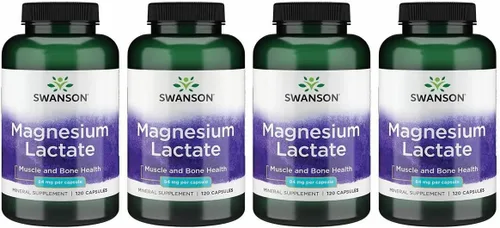 Vista 8 de Swanson Lactato de magnesio, suplemento mineral sin lactosa para apoyo a la salud muscular y ósea* - Suave con el estómago - Sin OMG y sin gluten
