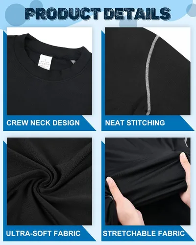 Vista 3 de Hicarer Paquete de 6 camisas de compresión atléticas para hombre, camisetas de manga larga para correr, para entrenamiento deportivo