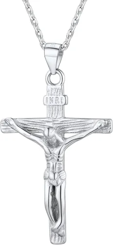 Vista 13 de U7 Collar de cruz de crucifijo para hombre, con cadena de 18 a 26 pulgadas 01.Dorado