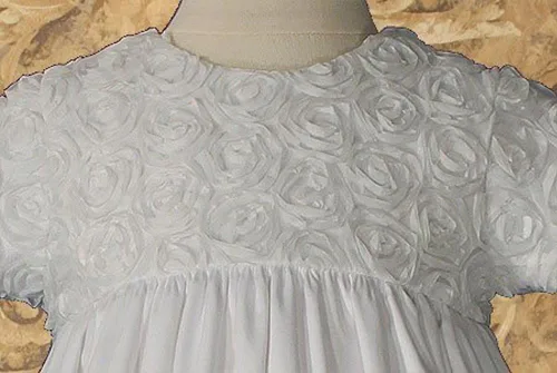 Vista 2 de Girls - Vestido de satén de algodón blanco con malla rosetona