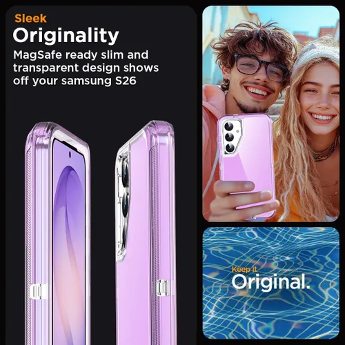 Vista 6 de AICase Funda transparente 3 en 1 para Samsung Galaxy S26, resistente protección contra caídas, cuerpo completo, a prueba de golpes, a prueba