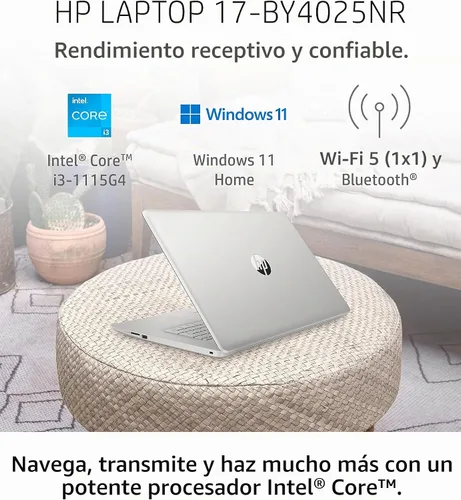 Vista 3 de HP PC portátil 17, Intel Core de 11 generación, 4 GB de RAM, SSD de 256 GB, gráficos UHD, pantalla HD+ de 17.3 pulgadas, Windows 11 Home, combo