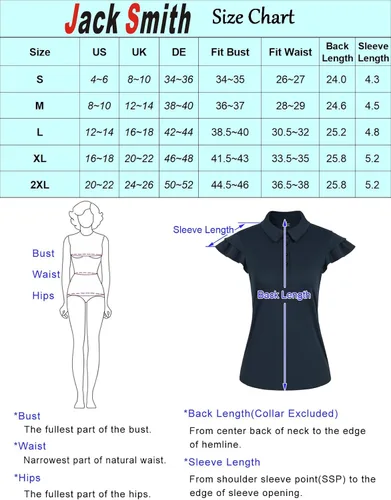 Vista 5 de JACK SMITH Polo de golf para mujer, con volantes, sin mangas, absorbe la humedad, camisetas deportivas ligeras