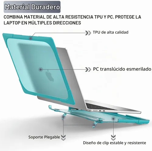 Vista 6 de Batianda Funda resistente para MacBook Air de 15 pulgadas 2023-2026, color Azul