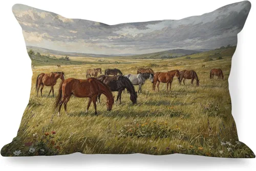 Vista 22 de Fundas de almohada de 12 x 20 pulgadas, regalos para amantes de los caballos, fundas de almohada lumbares decorativas para el hogar, sala de estar