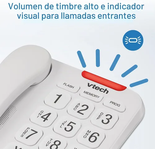Vista 8 de Teléfono con cable VTech SN1107 con botones sobredimensionados de alto contraste, dígitos parlantes para personas mayores, marcación rápida de 10