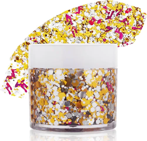 Vista 15 de Gel de purpurina blanca para la cara, purpurina corporal de sirena, festival, rave, carnaval, Halloween, cabello, lentejuelas para el cabello