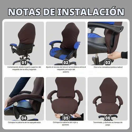 Vista 6 de Funda Protectora Deslizable para Silla de Juegos Impermeable a Prueba de Arañazos de Gato, Funda Elástica para Asiento de Silla