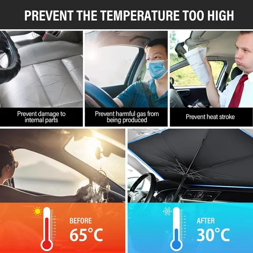 Vista 5 de Car Windshield Sun Shade Umbrella for Honda HR-V 2023 2024 2025, Foldable UV Block Sunshade Front Window, Heat Insulation Protection Vehicle Cool