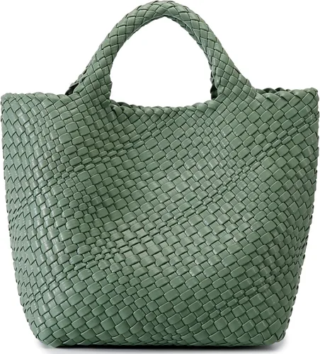 Vista 20 de Bolso tejido para mujer, bolso tote de cuero vegano grande para verano, playa, viaje, bolso de mano y cartera retro hecho a mano, bolso de hombro