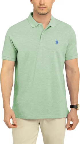 Vista 79 de Polo de piqué de algodón sólido para hombre con pequeño Pony Gris jaspeado