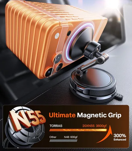 Vista 11 de TORRAS 2026 Vacuum para Montura de Coche Magsafe【98+LBS de Sujeción Más Fuerte y Imán Ultra】Soporte Magnético para Teléfono para Tu Coche, Montura