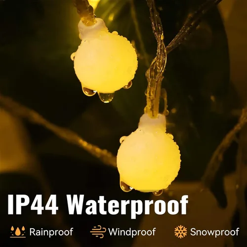 Vista 4 de 100 LEDs 33 pies, cadena de luces, funciona con pilas, guirnalda de luces WERTIOO con control remoto interior/exterior para recámara, Navidad