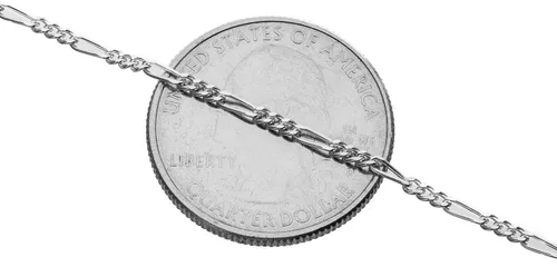 Vista 6 de Cadena de plata fina 925de Figaro de 1,8mm. Collar hacho en Italia para mujer, con cierre de garra1630 pulgadas.
