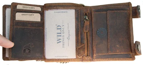 Vista 4 de Monedero para hombre marrón con cadena larga de 18.0 in para colgar