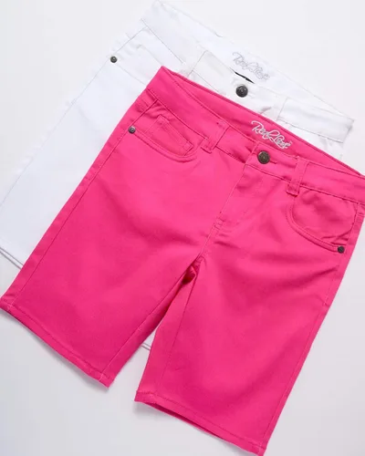 Vista 2 de Real Love Pantalones cortos para niña - Bermudas de sarga súper elásticas (paquete de 2)