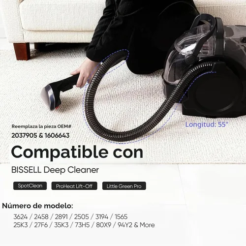 Vista 2 de Manguera de repuesto WARMOASIS mejorada compatible con Bissell