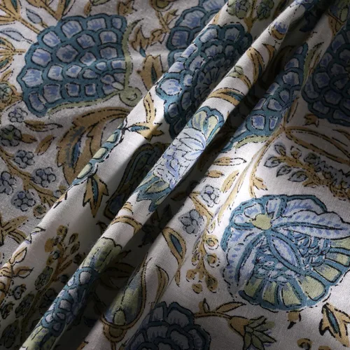 Vista 6 de Mantel redondo con estampado de bloque a mano, 100% algodón, reutilizable, color verde espárragos, 60 pulgadas, mantel decorativo para uso diario