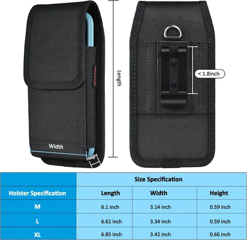 Vista 6 de ACCKUO Funda de teléfono para cinturón con clip de metal y cierre magnético compatible con iPhone 16/15/14/13/12 Pro y Non-Pro, Galaxy S25 S24 S23