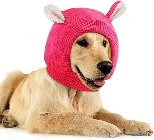 Vista 15 de Orejeras silenciosas para perros, cuello de 14.96 pulgadas, protectores auditivos para perros, protección contra ruido, gorro de punto envolvente