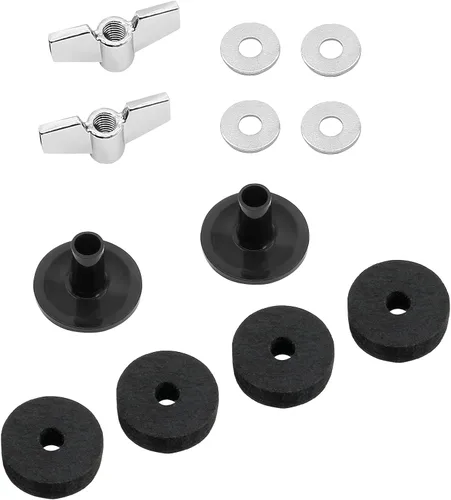 Vista 3 de Biaungdo 12 accesorios de repuesto para platillo, fieltros y copas de platillo Hi-Hat, funda de soporte con arandela y base, tuercas de ala