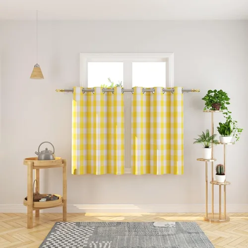Vista 88 de Cortinas de 24 pulgadas de largo con diseño Buffalo Check Gingham Plaid para ventanas de cocina y baño, tratamiento para ventanas con 2 paneles