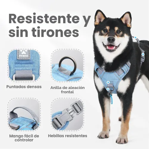 Vista 2 de Pawaii - Arnés para perro sin tirones con etiqueta de identificación de mascotas, chaleco reflectante Built for safer walks with a QR Pet ID Tag