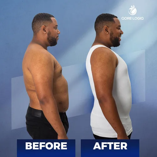 Vista 2 de QORE LOGIQ Camisas de compresión de ginecomastia para hombres, camiseta sin mangas adelgazante, moldeador de cuerpo, fajas para hombres, sujetador